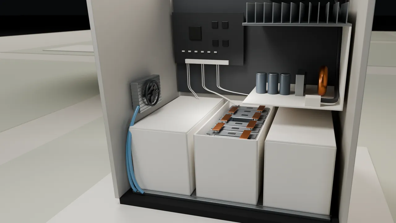 Illustrative generic modules: one open tray of series-linked cells beside closed trays.