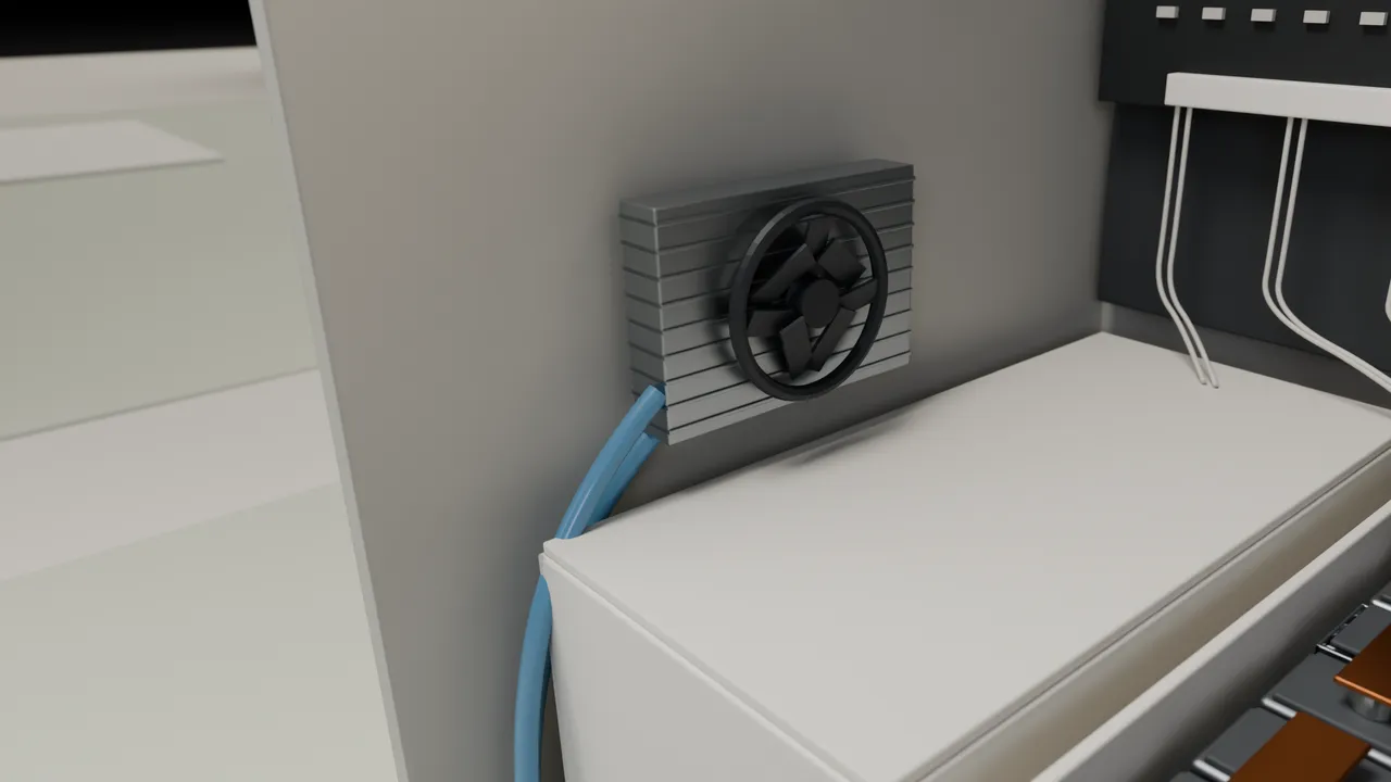 Illustrative cooling layout, one generic example and not Base Core’s design: a cooling plate, a coolant loop, a radiator and a fan.